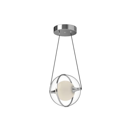 Kuzco Aries 8" LED Pendant, Chrome/Frosted Internal/Clear External - PD76708-CH