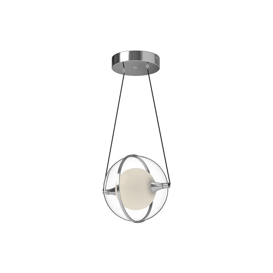 Kuzco Aries 8" LED Pendant, Chrome/Clear Acrylic Shade - PD76708-CH-UNV