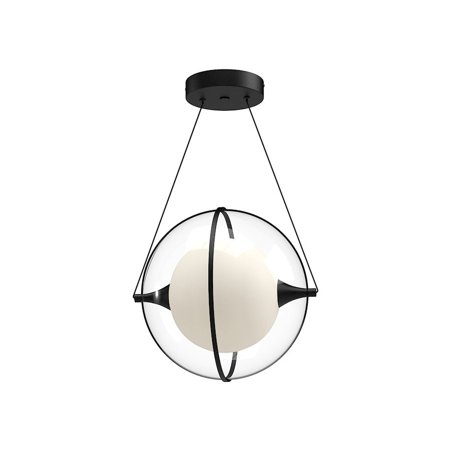 Kuzco Aries 12" LED Pendant, Black/Frosted Internal/Clear External - PD76712-BK