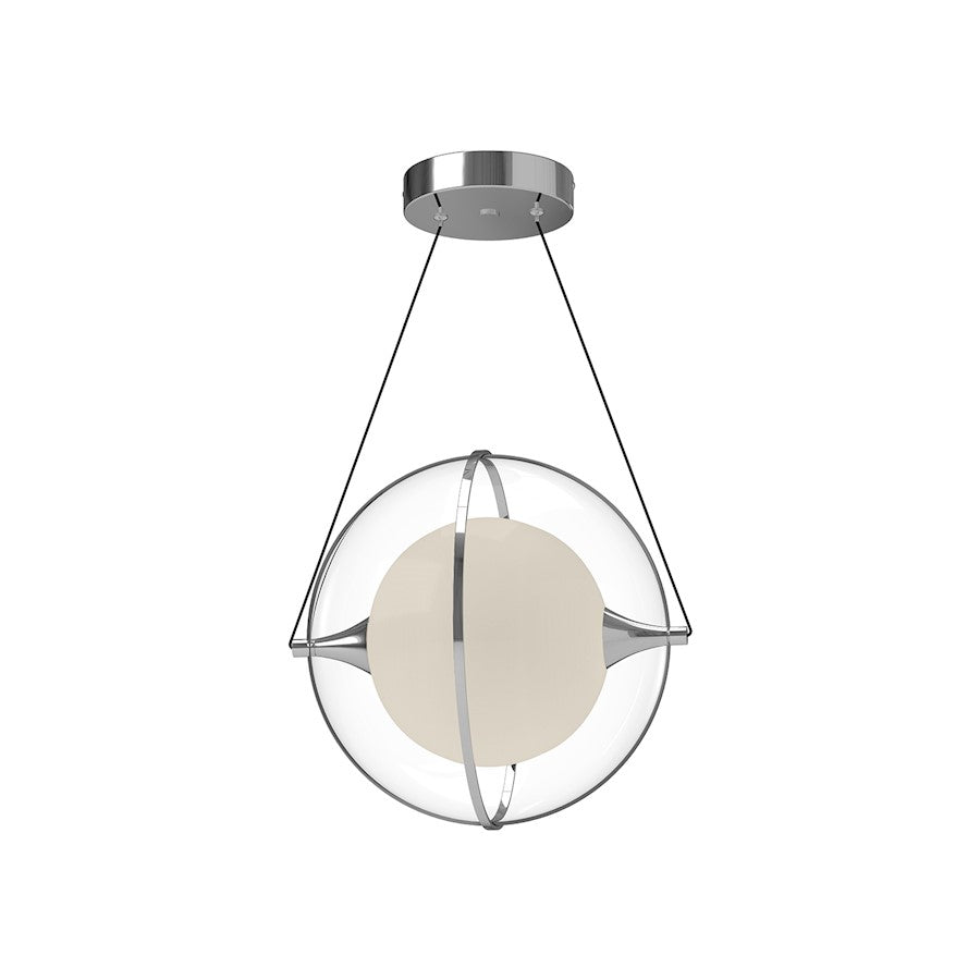 Kuzco Aries 12" LED Pendant, Chrome/Frosted Internal/Clear External - PD76712-CH