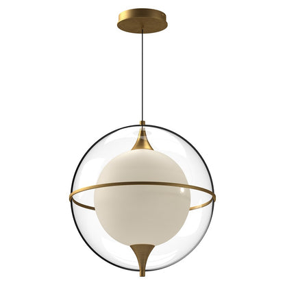 Kuzco Aries 16" LED Pendant, Brushed Gold/Frosted Glass