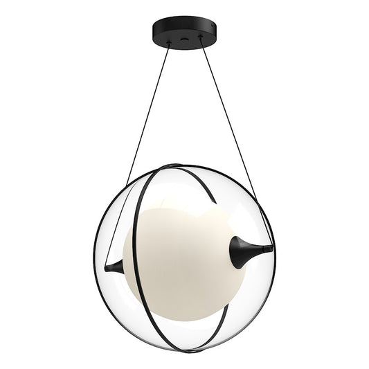 Kuzco Aries 16" LED Pendant, Black/Frosted Internal/Clear External - PD76716-BK