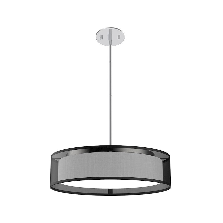 Kuzco Dalton 16in 1-Light LED Pendant | Modern Black Organza Fabric Shade with White Acrylic Diffuser | Bedroom & Dining Room | Model PD7916-BOR-5CCT