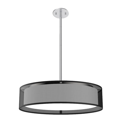 Kuzco Dalton 20in 1-Light Pendant | Black Organza Linen and White Acrylic | Dining Room & Kitchen Island | 20 x 5 in | Model PD7920-BOR-5CCT
