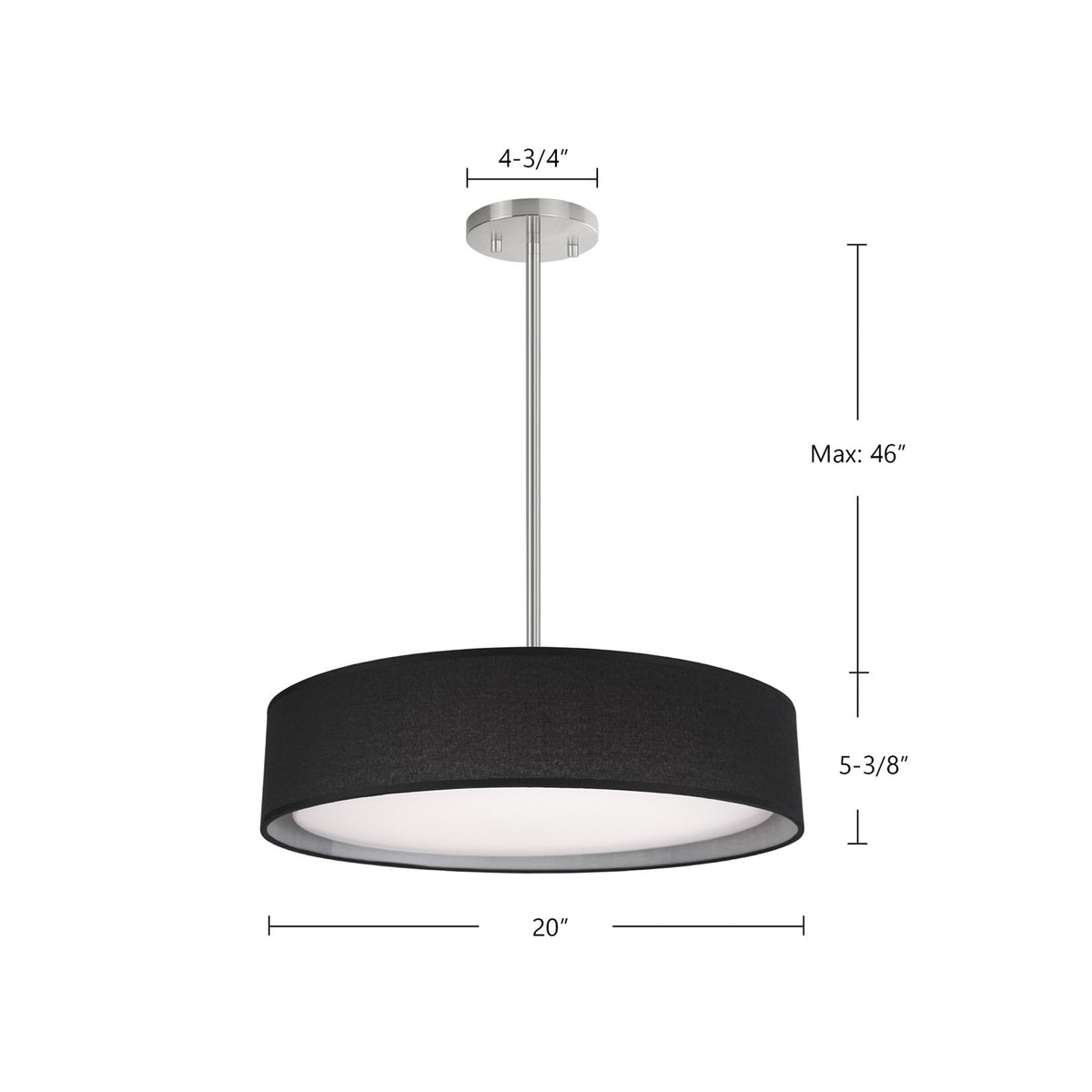 Kuzco Dalton 20in Pendant | White Linen and White Acrylic Diffuser | Kitchen Island & Dining Room | 1565lm Delivered, 5CCT | Model PD7920-WH-5CCT