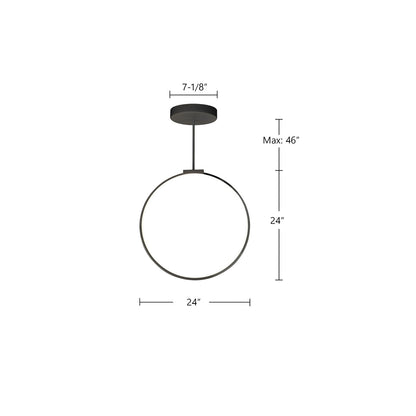 Kuzco Cirque 24in 1-Light LED Pendant | Modern Black Aluminum Ring | Kitchen Island & Dining Room | 24 x 0.75 x 24 in | Model PD82524-BK
