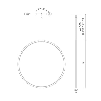 Kuzco Cirque 24in LED Pendant | Brushed Nickel Aluminum Ring | Kitchen Island & Dining Room | 24 x 24 x 24 in | Model PD82524-BN