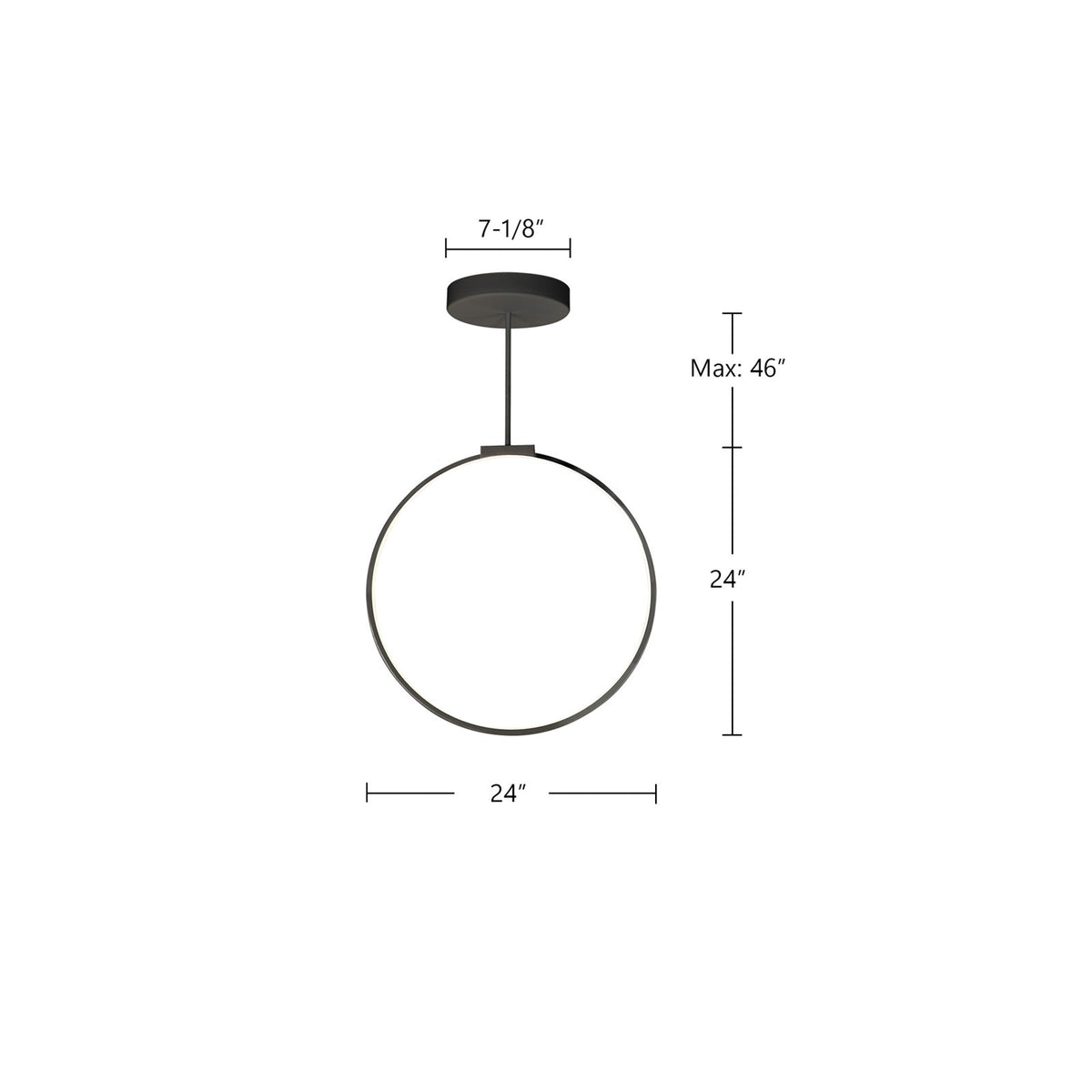 Kuzco Cirque 24in LED Pendant | Brushed Nickel Aluminum Ring | Kitchen Island & Dining Room | 24 x 24 x 24 in | Model PD82524-BN