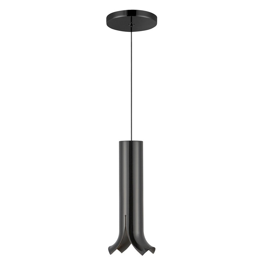 Kuzco Husk 9" LED Pendant, Glossy Black/Stainless Steel Shade