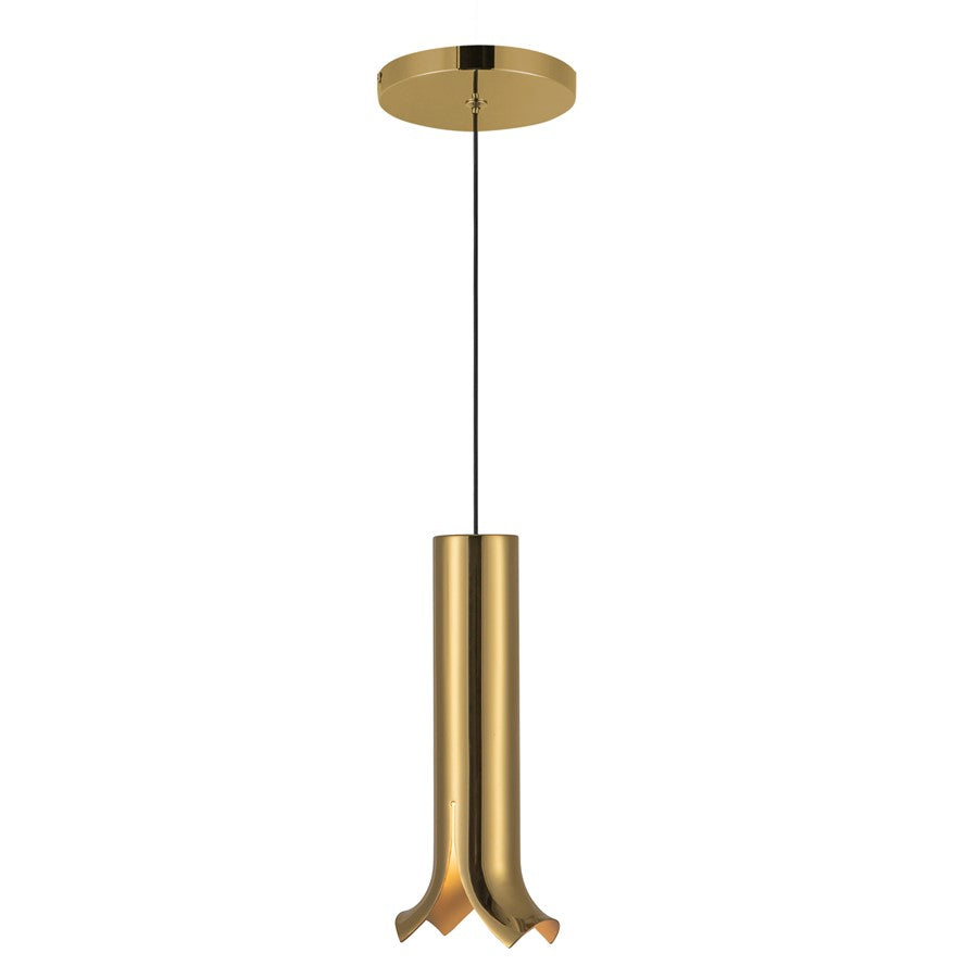 Kuzco Husk 9" LED Pendant, Metallic Brass/Stainless Steel Shade