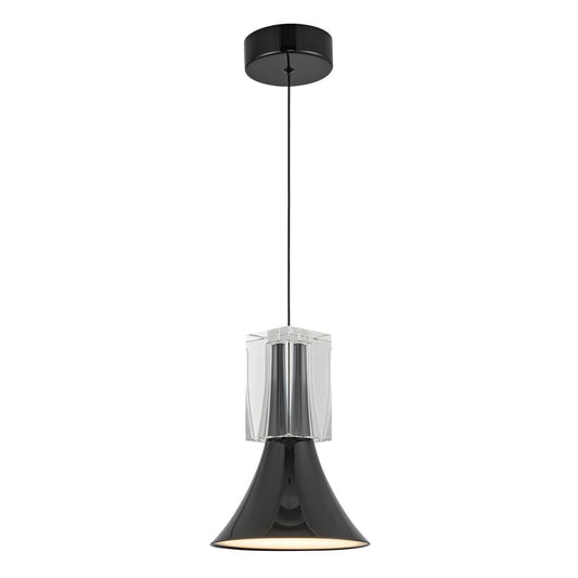 Kuzco Floe 8" LED Pendant, Glossy Black/Clear Crystal/Steel - PD94108-GBK-CC-UNV