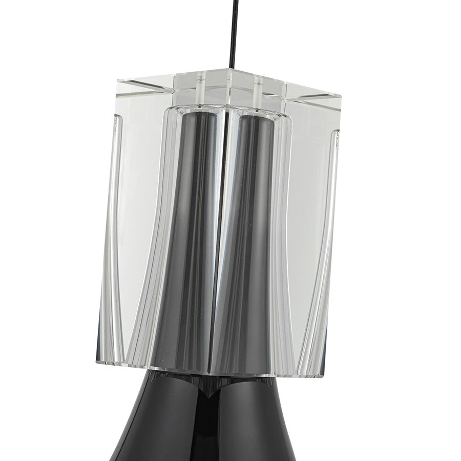 Kuzco Floe 8" LED Pendant, Glossy Black/Clear Crystal/Steel