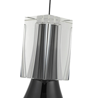 Kuzco Floe 8" LED Pendant, Glossy Black/Clear Crystal/Steel