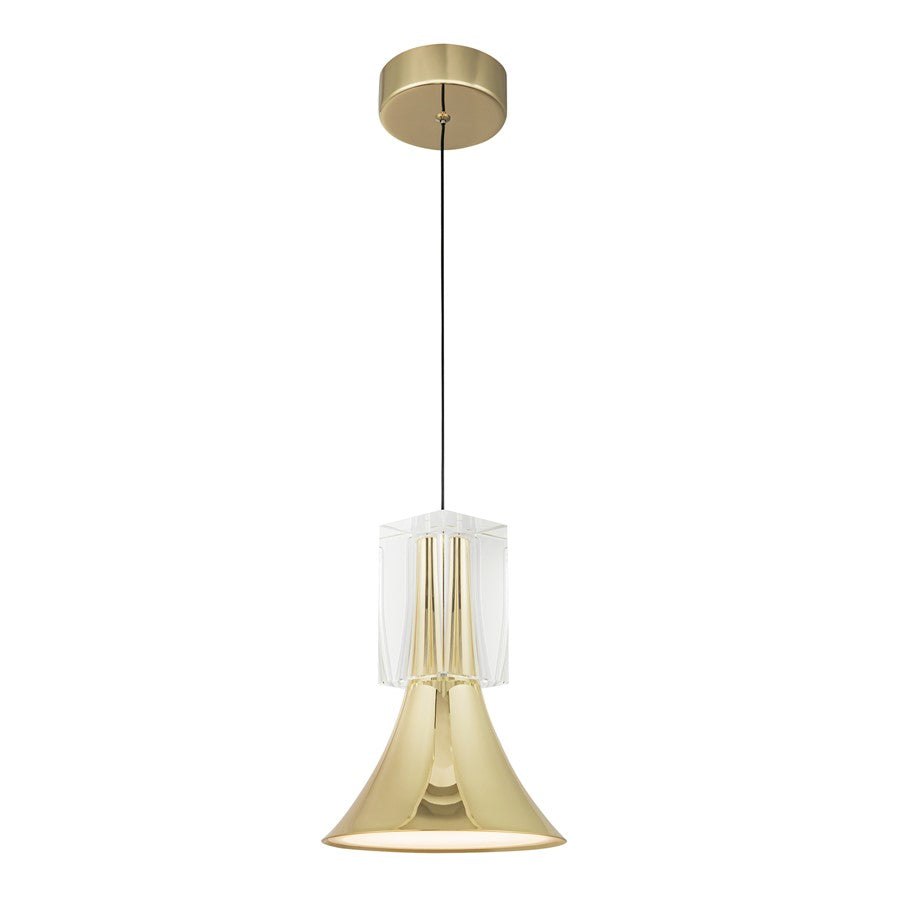 Kuzco Floe 8" LED Pendant, Metallic Brass/Clear Crystal - PD94108-MRB-CC-UNV