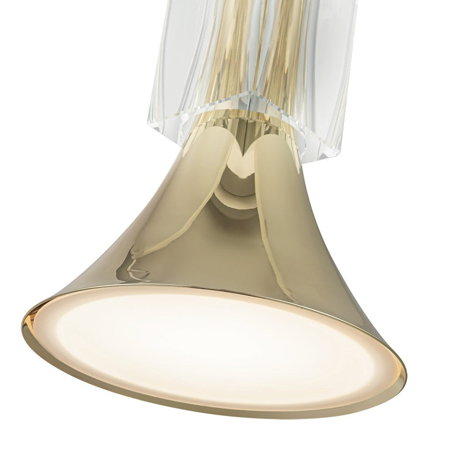 Kuzco Floe 8" LED Pendant, Metallic Brass/Clear Crystal