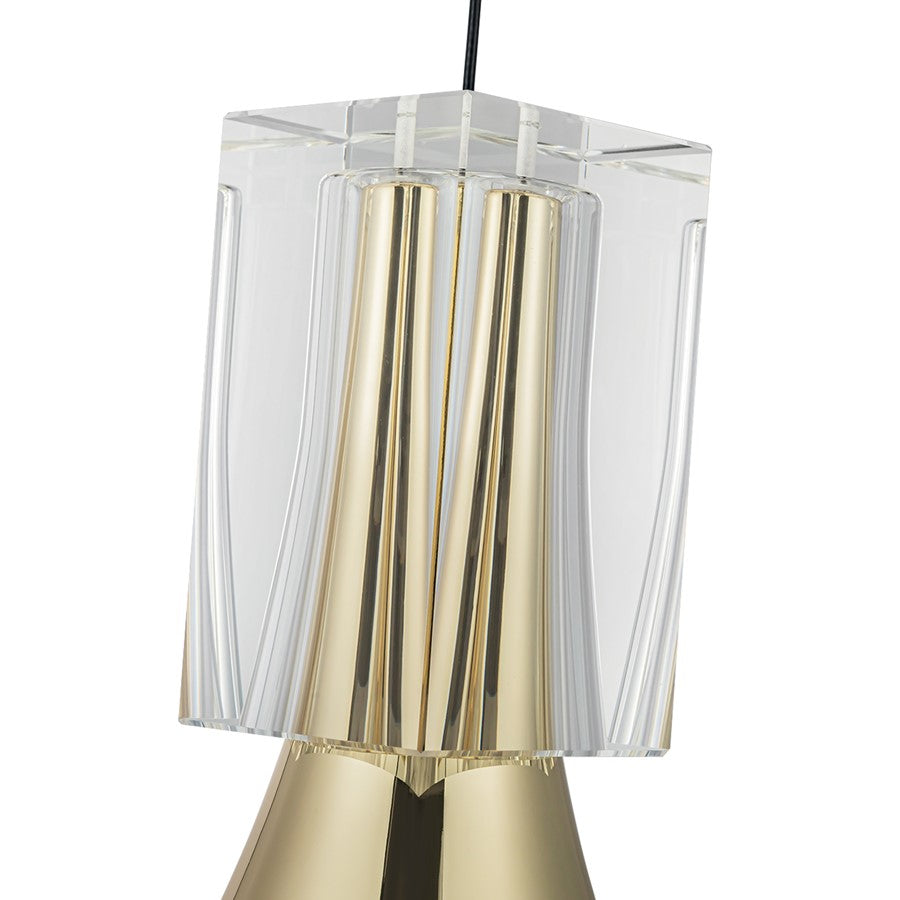 Kuzco Floe 8" LED Pendant, Metallic Brass/Clear Crystal
