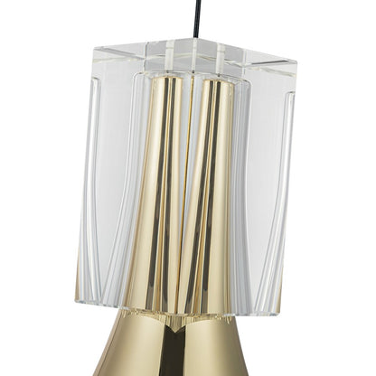 Kuzco Floe 8" LED Pendant, Metallic Brass/Clear Crystal