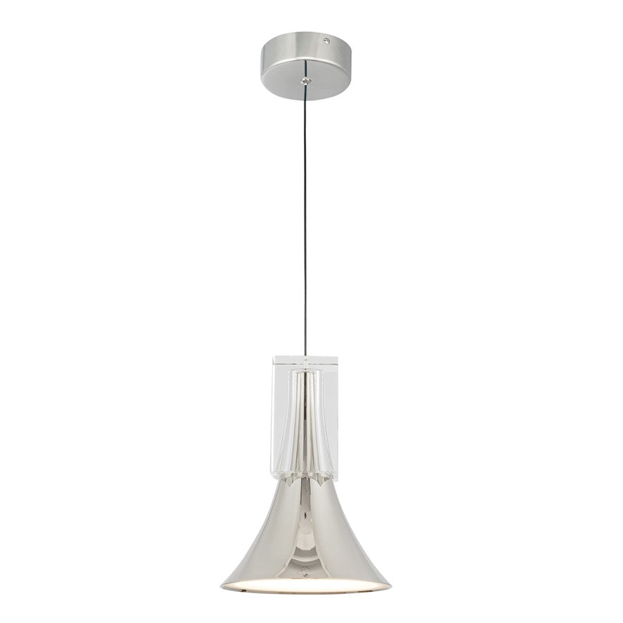 Kuzco Floe 8" LED Pendant, Nickel/Clear Crystal/Steel