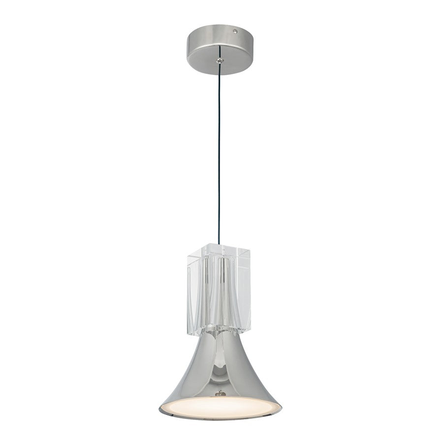 Kuzco Floe 8" LED Pendant, Nickel/Clear Crystal/Steel