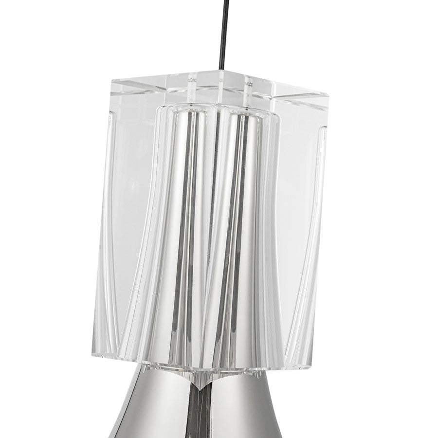 Kuzco Floe 8" LED Pendant, Nickel/Clear Crystal/Steel