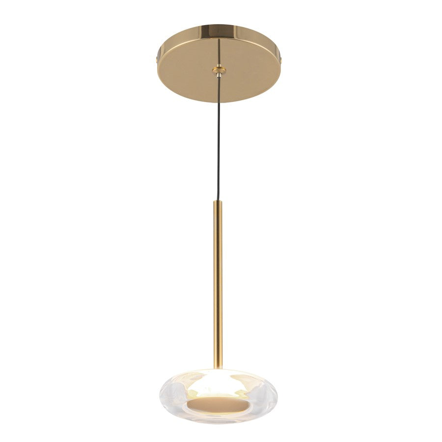 Kuzco Stephord 4" LED Pendant, Metallic Brass/Clear Glass - PD97204-MRB-CL