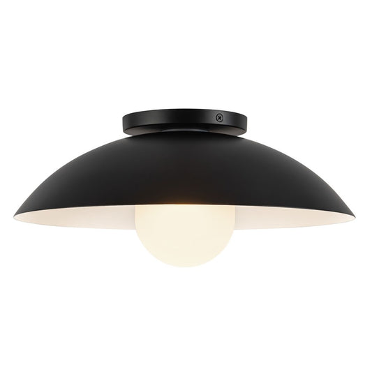Kuzco Umbra 14" Blk Semi-Flush Mount, Blk/Opal Glass - SF10814-BK-OP