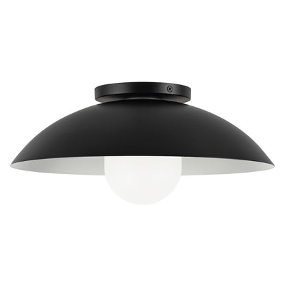 Kuzco Umbra 14" Black Semi-Flush Mount, Black/Opal Glass