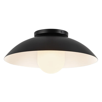 Kuzco Umbra 14" Black Semi-Flush Mount, Black/Opal Glass
