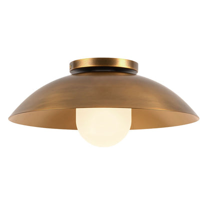 Kuzco Umbra 14" Brass Semi-Flush Mount, Vintage Brass/Opal Glass
