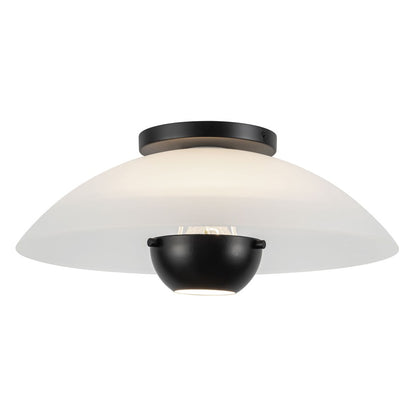 Kuzco Umbra 14" Blk Semi-Flush Mount, Opal Glass/Blk - SF11914-OP-BK