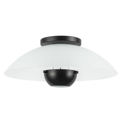 Kuzco Umbra 14" Black Semi-Flush Mount, Opal Glass/Blk