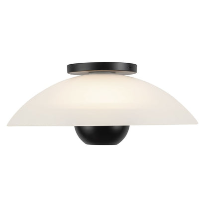 Kuzco Umbra 14" Black Semi-Flush Mount, Opal Glass/Blk