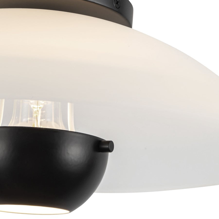 Kuzco Umbra 14" Black Semi-Flush Mount, Opal Glass/Blk