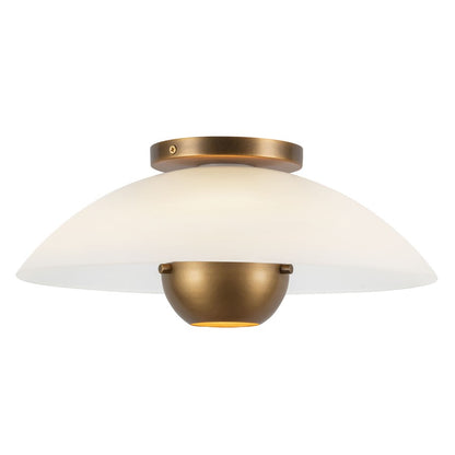 Kuzco Umbra 14" Brass Semi-Flush Mt, Opal Glass/Vintage Brass - SF11914-OP-VB