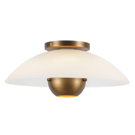 Kuzco Umbra 14" Brass Semi-Flush Mt, Opal Glass/Vintage Brass - SF11914-OP-VB