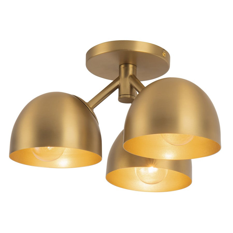 Kuzco Fosso 13" Gold Semi-Flush Mount, Brushed Gold
