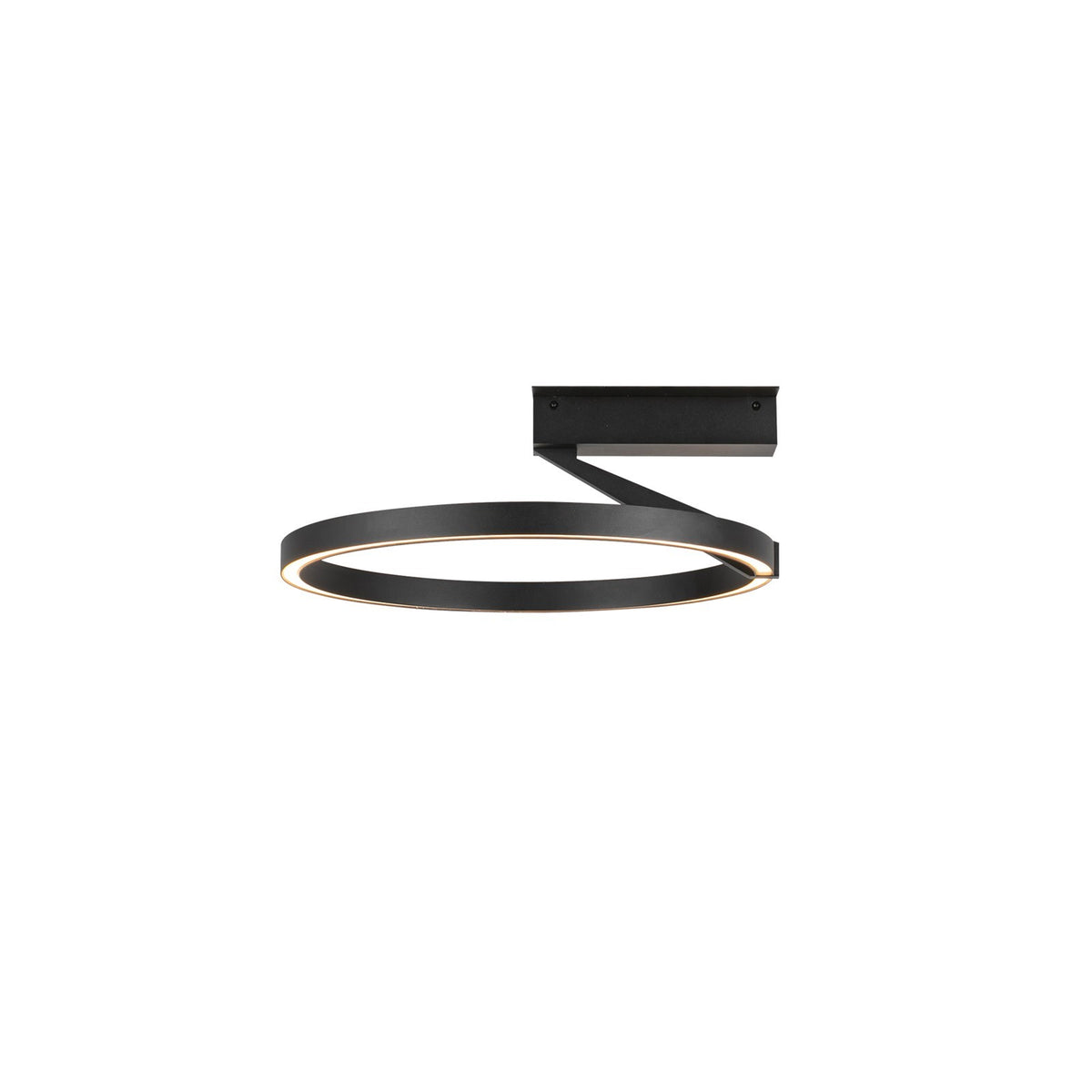 Kuzco Roda 16in 1-Light Semi-Flush Mount | Scandinavian Black Aluminum and Acrylic | Bedroom & Hallway Ceiling Light | Model SF27716-BK-3WCCT-UNV