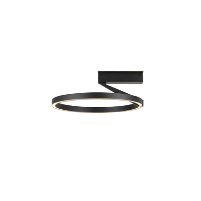 Kuzco Roda 16in 1-Light Semi-Flush Mount | Scandinavian Black Aluminum and Acrylic | Bedroom & Hallway Ceiling Light | Model SF27716-BK-3WCCT-UNV