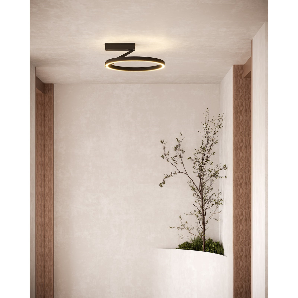 Kuzco Roda 16in 1-Light Semi-Flush Mount | Scandinavian Black Aluminum and Acrylic | Bedroom & Hallway Ceiling Light | Model SF27716-BK-3WCCT-UNV