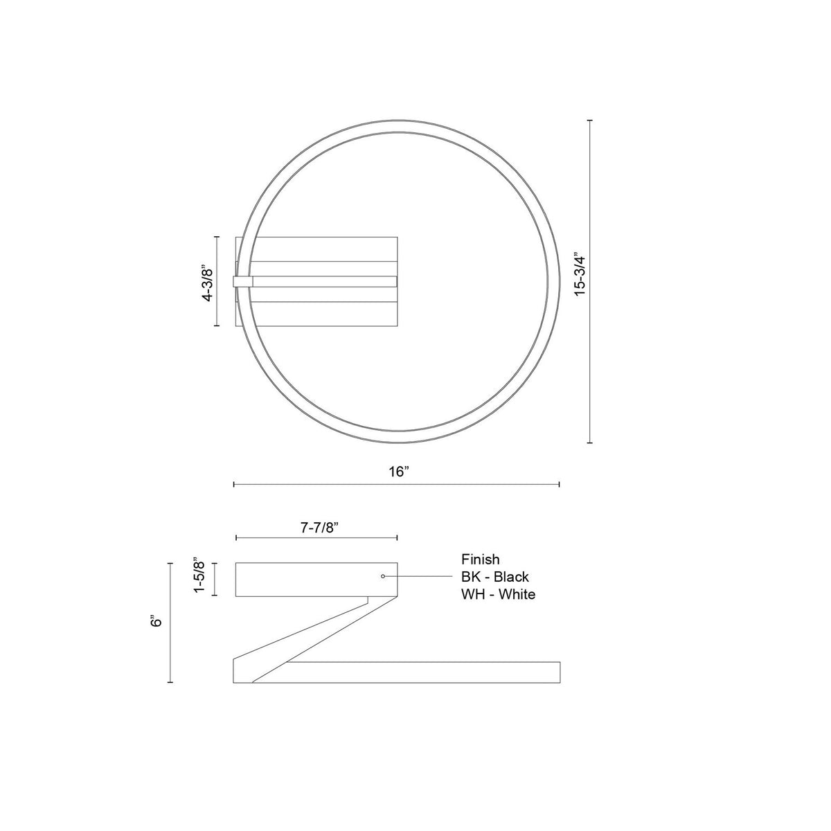 Kuzco Roda 16in 1-Light Semi-Flush Mount | Scandinavian Black Aluminum and Acrylic | Bedroom & Hallway Ceiling Light | Model SF27716-BK-3WCCT-UNV