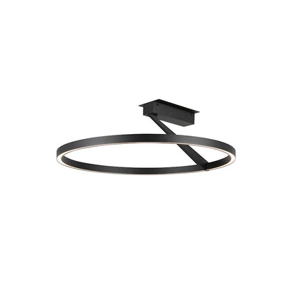 Kuzco Roda 24in LED Semi-Flush Mount | Scandinavian Minimalist Black Aluminum and Frosted Acrylic | Entryway & Hallway | Model SF27724-BK-3WCCT-UNV