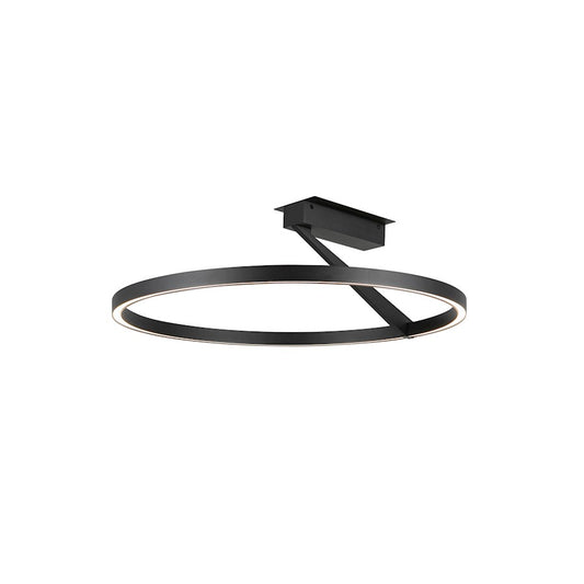 Kuzco Roda 24in LED Semi-Flush Mount | Scandinavian Minimalist Black Aluminum and Frosted Acrylic | Entryway & Hallway | Model SF27724-BK-3WCCT-UNV