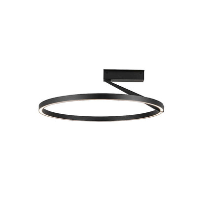 Kuzco Roda 24in LED Semi-Flush Mount | Scandinavian Minimalist Black Aluminum and Frosted Acrylic | Entryway & Hallway | Model SF27724-BK-3WCCT-UNV