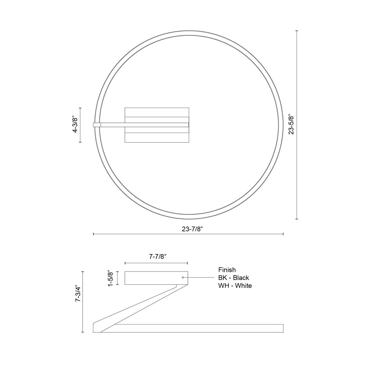 Kuzco Roda 24in LED Semi-Flush Mount | Scandinavian Minimalist Black Aluminum and Frosted Acrylic | Entryway & Hallway | Model SF27724-BK-3WCCT-UNV
