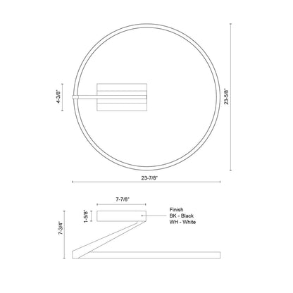 Kuzco Roda 24in LED Semi-Flush Mount | Scandinavian Minimalist Black Aluminum and Frosted Acrylic | Entryway & Hallway | Model SF27724-BK-3WCCT-UNV