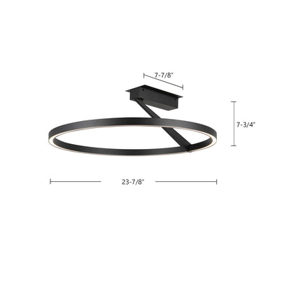 Kuzco Roda 24in LED Semi-Flush Mount | Scandinavian Minimalist Black Aluminum and Frosted Acrylic | Entryway & Hallway | Model SF27724-BK-3WCCT-UNV