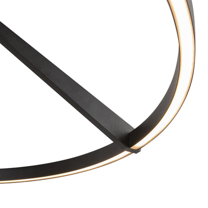 Kuzco Roda 31in Semi-Flush Mount | Scandinavian Minimalist Black Aluminum and Acrylic | Living Room & Bedroom | 3420lm | Model SF27731-BK-3WCCT-UNV