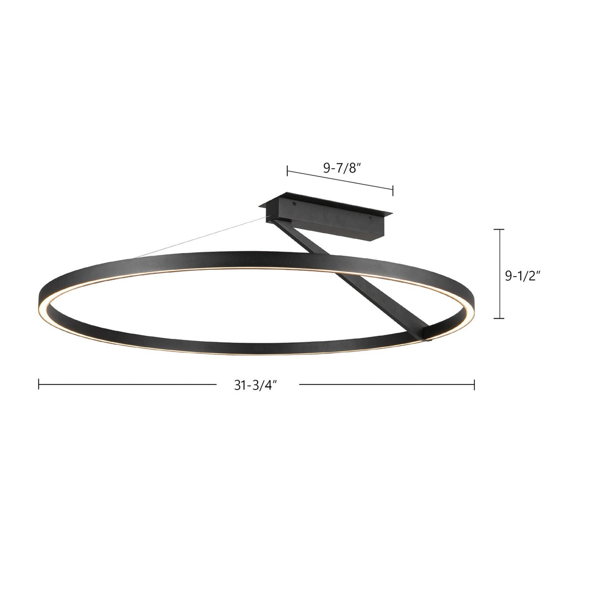 Kuzco Roda 31in Semi-Flush Mount | Scandinavian Minimalist Black Aluminum and Acrylic | Living Room & Bedroom | 3420lm | Model SF27731-BK-3WCCT-UNV