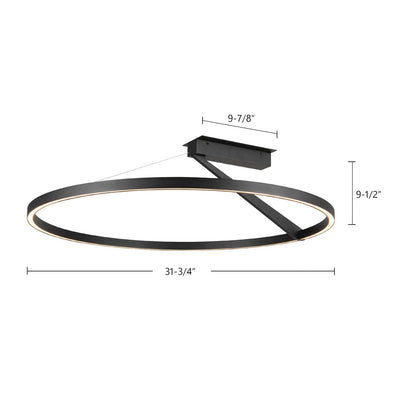 Kuzco Roda 31in Semi-Flush Mount | Scandinavian Minimalist Black Aluminum and Acrylic | Living Room & Bedroom | 3420lm | Model SF27731-BK-3WCCT-UNV