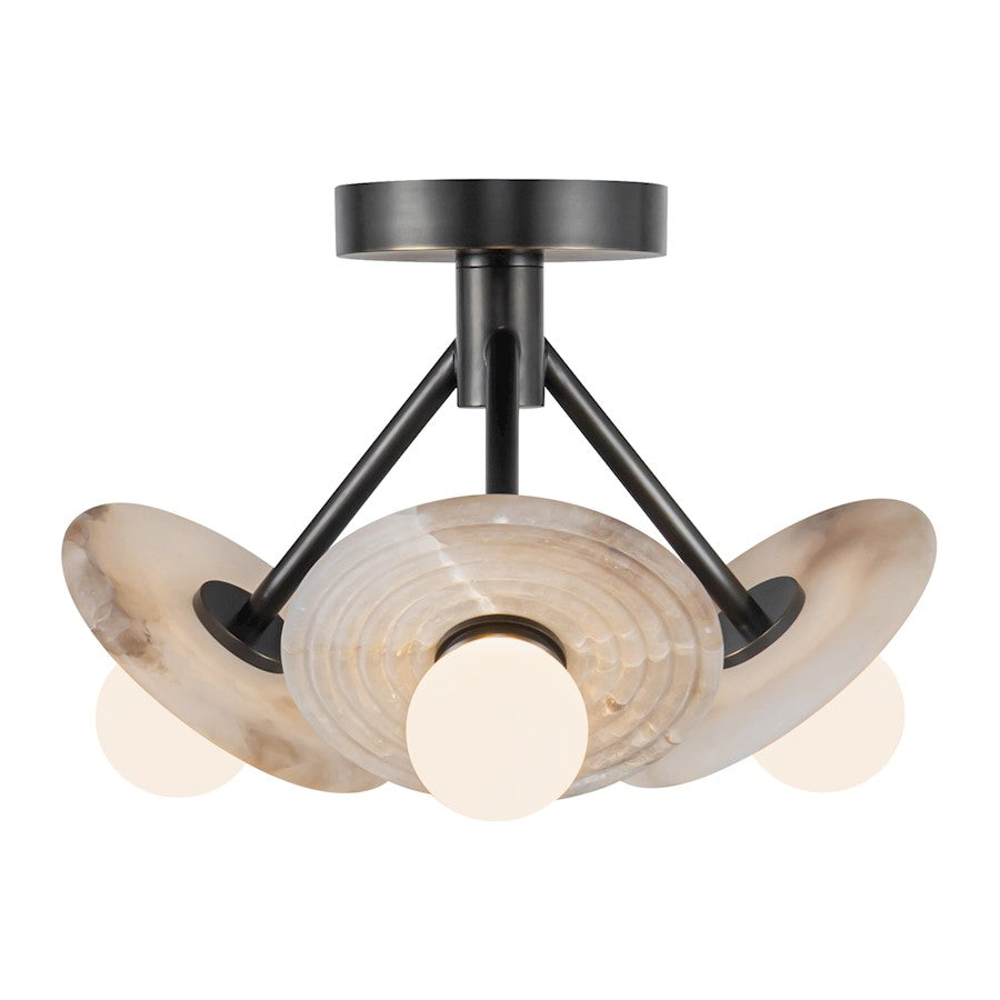 Alora Dahlia 13" LED Semi Flush Mount, Bronze/Opal/Alabaster - SF346313UBAR